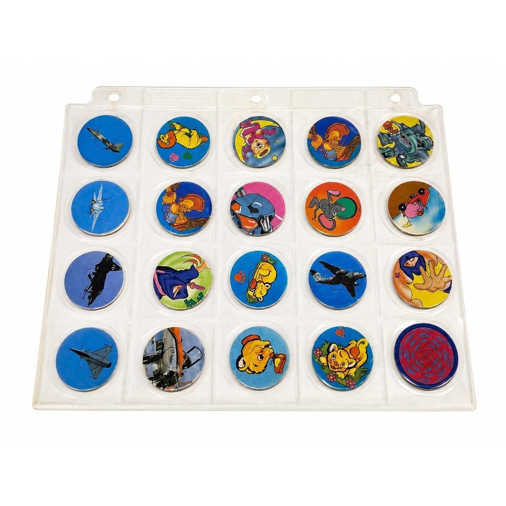 Vintage 1990s POG Style Milk Caps Lot of 20 Made in Taiwan Cartoon Aircraft